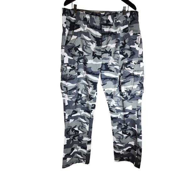 LA GATE Men's 100% Cotton Gray Cargo Camo Tactical Large Pockets Pants Sz 38x30 - Picture 1 of 11